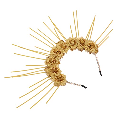 Beaupretty Gothic Lolita Haarreif mit Goldener Blumenkrone Leichtes Cosplay Haarband für Damen Langlebiges Diadem Eleganter Haarschmuck für Mottoparty und Alltag von Beaupretty
