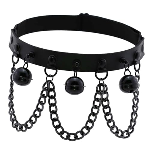 Beaupretty Gothic Style Leg Ring mit Glocken PU und Elastischem Band Verstellbarer Schwarzer Punk Beinring für Auffällige Outfits im Europäischen Stil von Beaupretty
