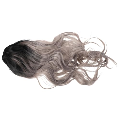 Beaupretty Graue Lange Perücke für Damen mit Farbverlauf Welliges Synthetisches Haar Hitzebeständig Verstellbarem Netz Komfortabel für Kostümparty Cosplay Halloween und Täglichen Gebrauch von Beaupretty