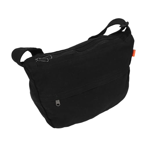 Beaupretty Große Canvas Messenger Bag mit Wasserabweisendem Vielseitige Umhängetasche mit Mehreren Fächern Geräumige Schultertasche für Alltag Arbeit und Schwarz von Beaupretty