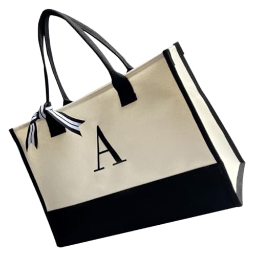 Beaupretty Große Canvas Umhängetasche Damen mit Reißverschluss Langlebige Schultertasche Geräumige All match Strand Einkaufstasche mit Innentasche Robust und Vielseitig für Arbeit Schule von Beaupretty