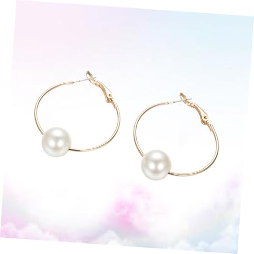 Beaupretty Große Damen Perlenohrringe Goldbeschichtet Sterling Silber Ohrstecker Lebhaftes Temperament Persönlichkeit Weiß Schmuck von Beaupretty