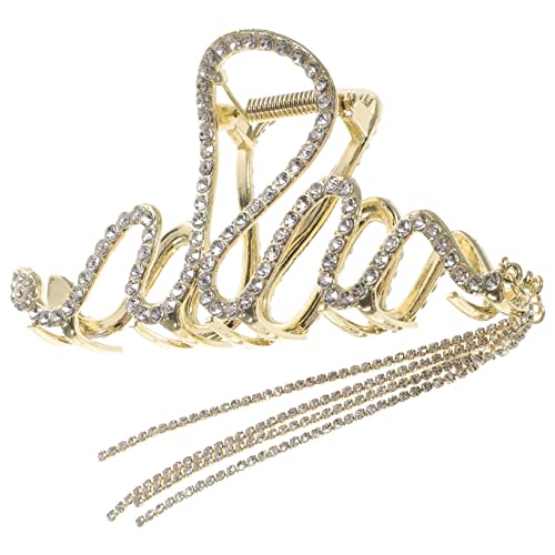 Beaupretty Große Haarklammer für Dickes Haar mit Strass und Quaste Schlangenförmiger Haarkralle Clip Rutschfestes Haarschmuck Accessoire für Frauen Geeignet für Hochzeit Alltag und Besondere von Beaupretty
