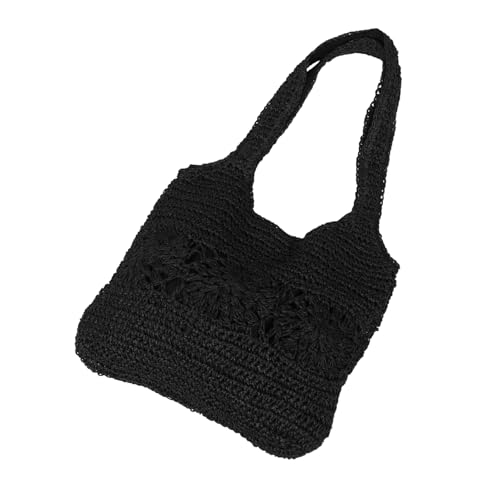 Beaupretty Große Handgewebte Strohtasche Damen Sommer Schultertasche Leicht Vielseitig Casual Stil für Strand Reisen Picknick von Beaupretty