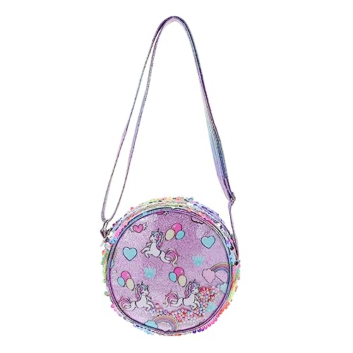 Beaupretty Gürteltasche Umhängetasche Glitzer Tasche Plüschige Einkaufstasche Runde Einhorntasche Kleinkind Geldbörse Dekorative Geldbörse Handtasche Violett Student Grüßer Bote von Beaupretty