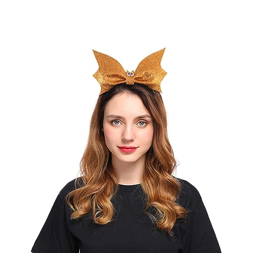 Beaupretty Kleider Fledermaus-Stirnband In Schleifenform Henkel Mit Pailletten Teufelsfledermaus Halloween-Cosplay-Kostüm Für Damen Orange Haarreifen Damen Stirnbänder von Beaupretty