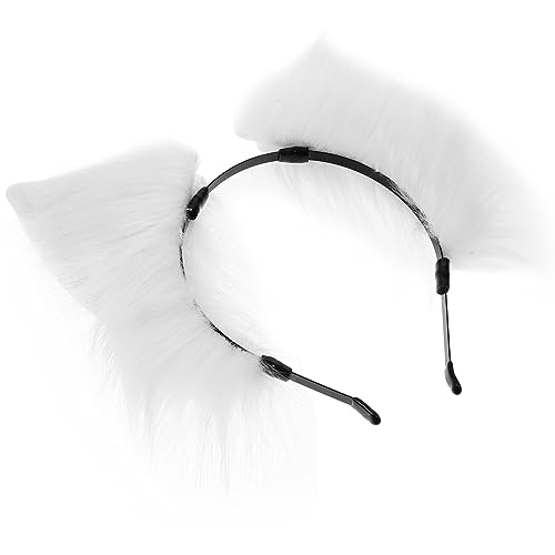 Beaupretty Pelziges Haarband Haarreifen Mit Pelzigen Haargummis Haarschmuck Kuscheltier Süßes Stirnband Cosplay-party-stirnband Niedliche Haaraccessoires Damen Ohr Weiß Zubehör Stoff von Beaupretty