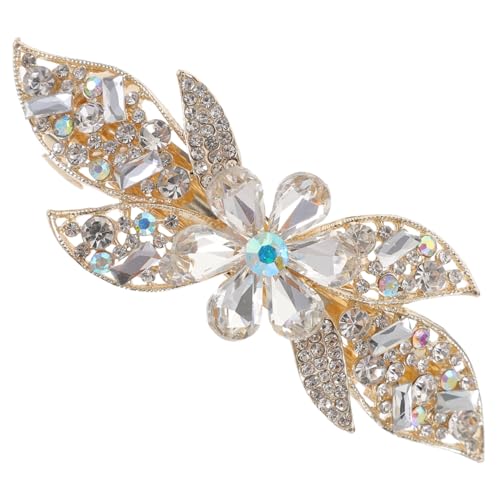 Beaupretty Haarspange Mit Strass Strass-haarschmuck Strass Haarspange Blumenhaarspange Für Frauen Dekorative Haarspange Haarspange Fräulein Hinterkopf Weiß Strasssteine Metall von Beaupretty