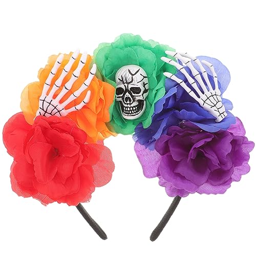 Beaupretty Haarschmuck Halloween-Blumenstirnband Mexikanische Blumenkrone Mit Skelett Tag Der Toten Dia De Los Muertos-Kopfschmuck Halloween-Kostümzubehör Blumengirlande von Beaupretty