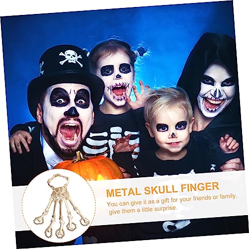 Beaupretty Halloween Gothic Skelett Handkette Goldfarbenes Knochen Gelenkarmband Damen Cosplay Party Schmuck für Halloween und Kostümfest von Beaupretty