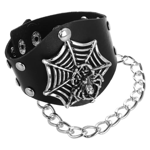Beaupretty Netzbandarmband Im Punk-stil Mit Totenkopf Halloween-spinnennetz-design Verstellbar Für Männer Und Frauen Aus Pu Und Metall Für Komfort Und Haltbarkeit Breites Kettenmuster Für Ein von Beaupretty