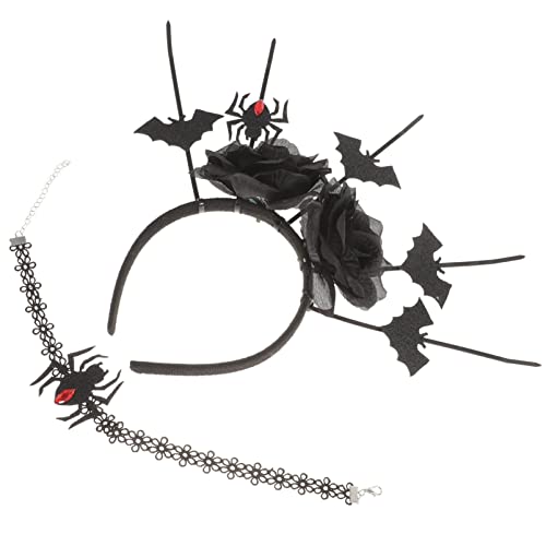 Beaupretty Schmuck Halloween-Stirnband Spinnen-Stirnband Rosen-Stirnband Mit Halsband Halloween-Kostüm Für Damen Halsband-Halskette von Beaupretty