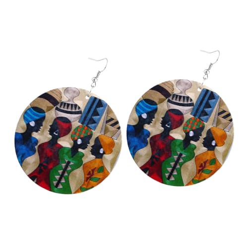 Beaupretty Handgefertigte Afrikanische Holzohrringe Damen Leichte Geometrische Creolen Boho Schmuck Hautfreundlich und Langlebig Modisches Accessoire für Alltag und Besondere Anlässe von Beaupretty