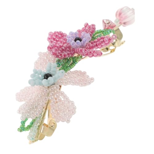 Beaupretty Handgefertigte Kleine Blumen-haarklammer mit Zweifarbiger Perlenblüte Robuster Federmechanismus für Sicheren Sitz Modisches Haarschmuck-accessoire für Frauen und Mädchen für Alltag von Beaupretty