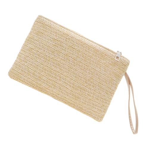 Beaupretty Handgefertigte Strohtasche Damen Handtasche Klein Portabel Münzgeldbörse Kartenetui Casual Strandtasche Chic Change Wallet von Beaupretty