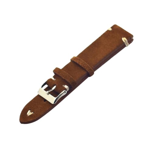 Beaupretty Handgefertigtes Lederarmband aus Braunem Veloursleder mit Weißer Steppnaht Robustes Elastisches Uhrenband für Damen und Herren Klassisch Modisches Armband für Uhrenträger von Beaupretty