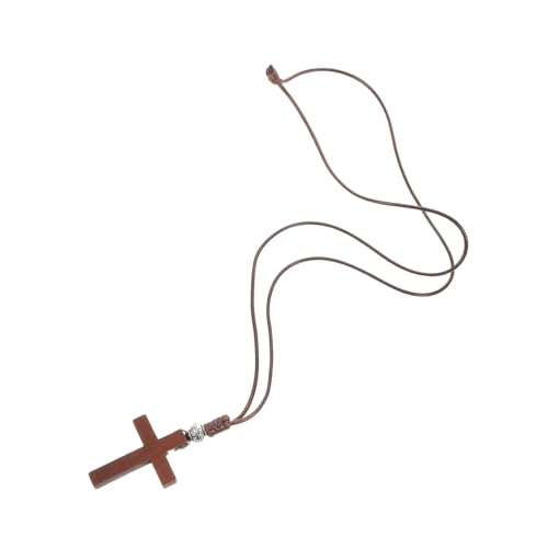 Beaupretty Holzkreuz-halskette Mit Kordelanhänger Naturholz-kreuz Für Frauen Und Männer Christliches Kreuz- Für Taufe Kommunion Weihnachten Mit Perlen-akzent von Beaupretty