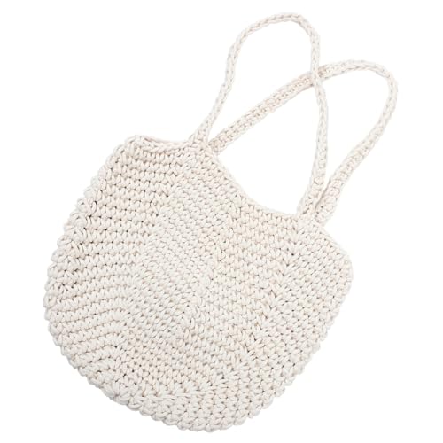 Beaupretty Handgewebte Baumwoll strandtasche Damen Schultertasche Wäscheleichte Robuste Umhängetasche für Alltag Strand und Shopping Kleines Fassungsvermögen Langlebiges Material von Beaupretty