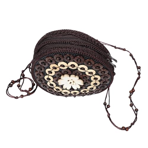 Beaupretty Handgewebte Crossbody Tasche aus Kokosnussschale Leichte Kompakte Schultertasche mit Boho-design Handgefertigte Aufbewahrung für Kosmetik Ohrhörer Karten und Münzen von Beaupretty