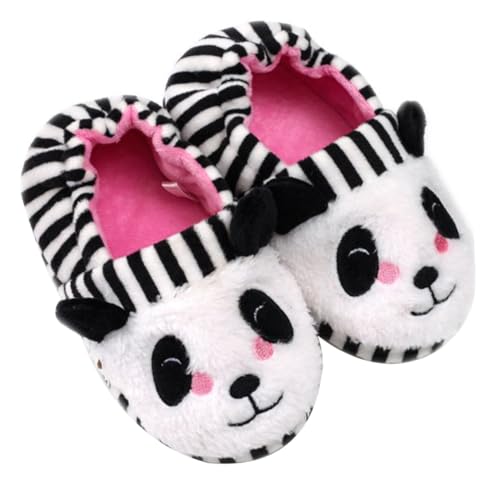Beaupretty Hausschuhe Gestreift Warm mit Rutschfester Sohle Panda Muster Innenbereich Kuschelig für Jungen Mädchen von Beaupretty