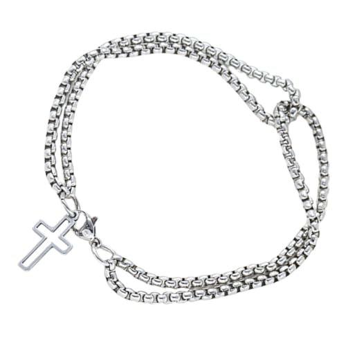 Beaupretty Herren Edelstahl Armband Kreuz Design Doppelschicht Metallarmband Modisch Vielseitig Tragbar Alltag von Beaupretty