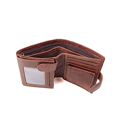 Beaupretty Herren Geldbörse aus echtem Material Retro Design Große Kapazität mit Münzfach Mehrere Kartenfächer Praktische Clutch für Alltag und Besondere Anlässe Braun von Beaupretty