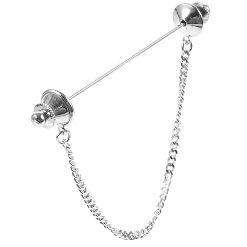 Beaupretty Herren Krawattennadel mit Kette Kragennadel für Hemden Stilvolle Brosche mit Feiner Verarbeitung Vielseitiges Accessoire für Partys und Anlässe Silberne Anstecknadel von Beaupretty
