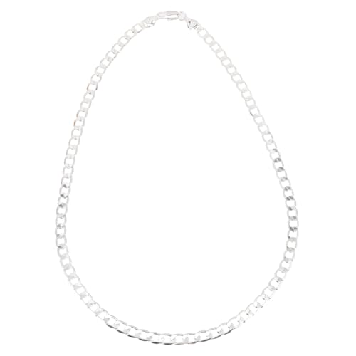 Beaupretty Herren Link Chain Halskette Flach Plattiert Silberkette für Männer Modisches Accessoire Kubanischer Stil Geeignet für Alltag Party Büro von Beaupretty