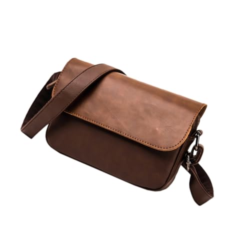 Beaupretty Herren Messenger Bag aus Robustem PU Material Kleine Umhängetasche mit Großem Fassungsvermögen Leicht Stilvoller Retro Crossbody Tote in Khaki für Arbeit und Business von Beaupretty