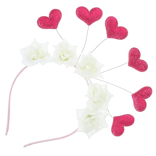 Beaupretty Herz Haarreif Blumen Stirnband Damen Haarband Glitzer Haarschmuck Mädchen Pailletten Kopfbedeckung Valentinstag Kostüm Deko Weihnachten Hochzeit Party Cosplay Fotografie Requisiten von Beaupretty