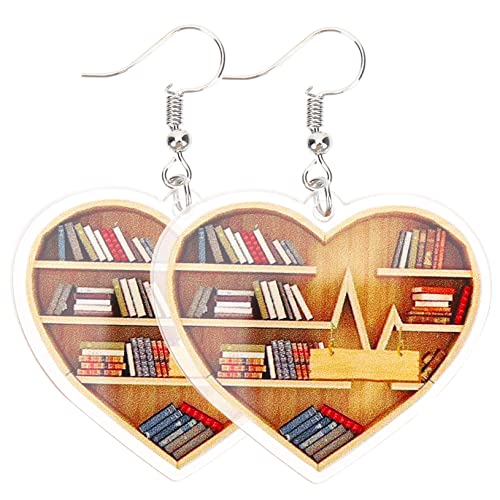 Beaupretty Herz-ohrringe Für Frauen Baumelnde Tropfen-ohrringe -anhänger Für Buchliebhaber Für Damen von Beaupretty