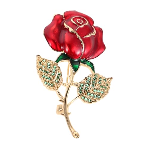Beaupretty Blumenbrosche Rosenbrosche Strass-blumenbrosche Für Damen Broschen Für Damen Rosennadel Elegant Farbige Blume Hautfreundlich Kupfer Anstecknadel von Beaupretty