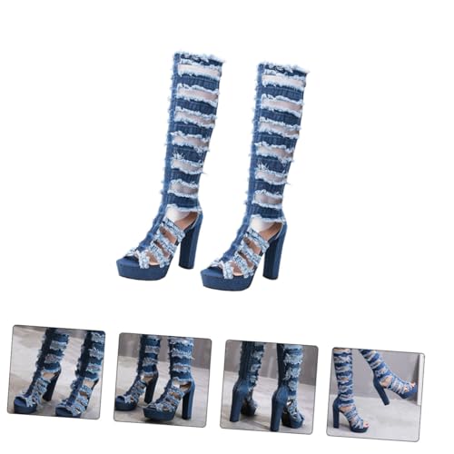 Beaupretty High heeled Damen Stiefeletten mit Fischmaul design Atmungsaktiv und Angenehm Modische Offene Boots mit Grobem Absatz für Eleganten Auftritt Geeignet für Alltag und Party Hellblau Beaupretty High heeled Damen Stiefeletten mit Fischmaul design Atmungsaktiv und Angenehm Modische Offene Boots mit Grobem Absatz für Eleganten Auftritt Geeignet für Alltag und Party Hellblau von Beaupretty