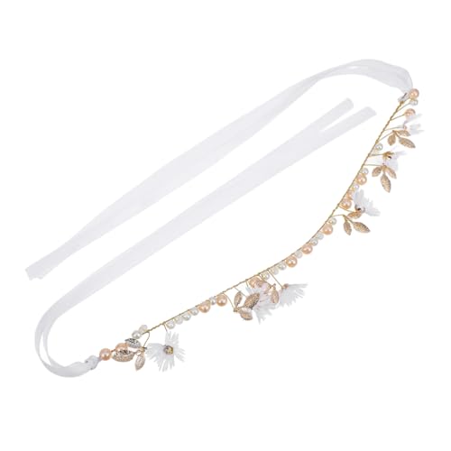 Beaupretty Hochwertiges Braut Haarschmuck Haarrebe mit Strass und Perlen Flexibles Weißes Kopfband für Hochzeit Party und Fest Leichter Schmuck für Braut und Blumenmädchen von Beaupretty