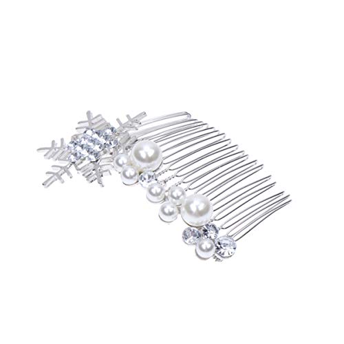 Beaupretty Braut Haarspange Hochzeit Haarkamm Perle Vintage Brauthaar Seitenkamm Schneeflocke Strass Haarschmuck Kopfstücke für Frauen (Silber) Haarschmuck Für Die Braut von Beaupretty