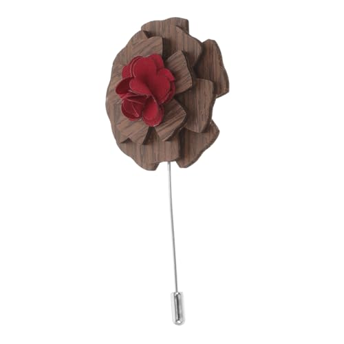 Beaupretty Holz Blumen Anstecknadel für Damen und Herren Dekorative Brosche für Anzug Vintage Boutonniere Amerikanischem Walnussholz für Hochzeiten und Festliche Anlässe Fünf Farben von Beaupretty