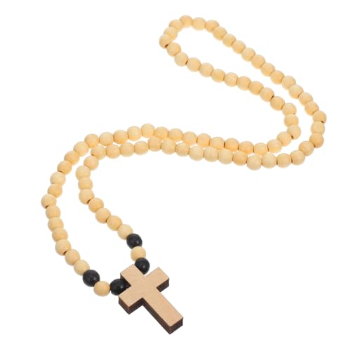 Beaupretty Holzkreuz Halskette Herren Handgefertigt Robust Holzperlen Kruzifix Anhänger Modisches Accessoire Für Männer Und Frauen von Beaupretty