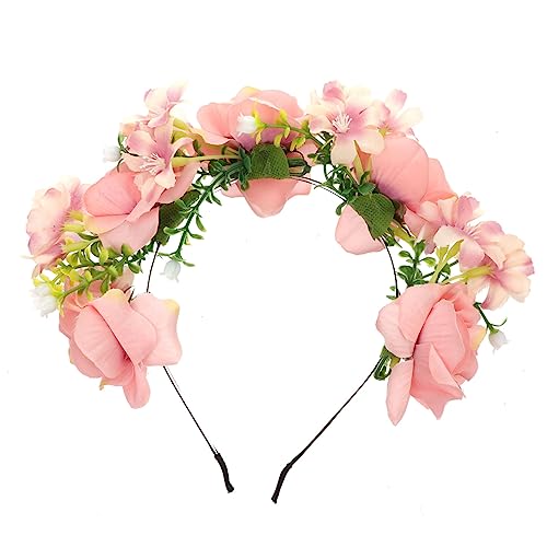 Beaupretty Imitationsblumen Haarreif Rosa Stoff Rosen Kopfschmuck Weihnachtsdeko Karneval Party Accessoire Langlebig und Atmungsaktiv für Kostüm und Fotoshooting von Beaupretty