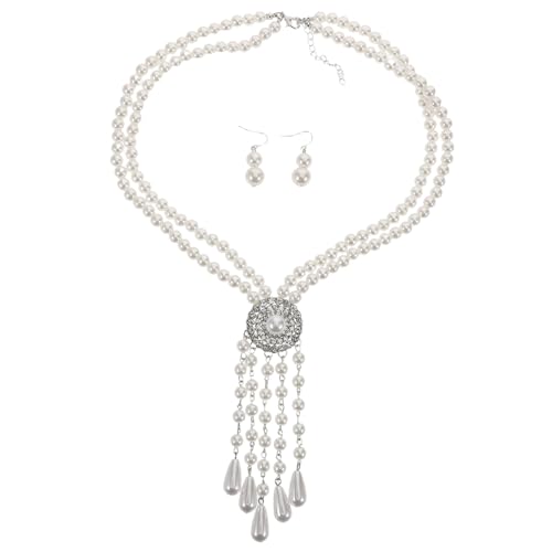 Beaupretty Imitationsperlen Halskette mit Ohrringen Layered Choker mit Quasten Hochzeits Statement Schmuck für Frauen und Mädchen Beaupretty Imitationsperlen Halskette mit Ohrringen Layered Choker mit Quasten Hochzeits Statement Schmuck für Frauen und Mädchen von Beaupretty