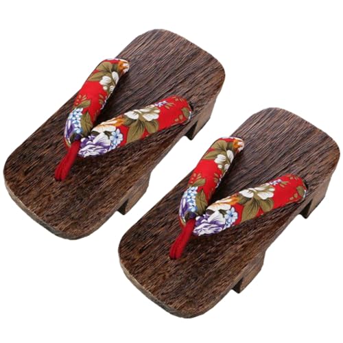 Beaupretty Japanische Holzclogs Damen Sandalen mit Dicker Sohle Leichte und Bequeme Hausschuhe Dekorative Clogs für Freizeit Party und Outdoor Geeignet für Stilvolle Japanische Holzsandalen von Beaupretty
