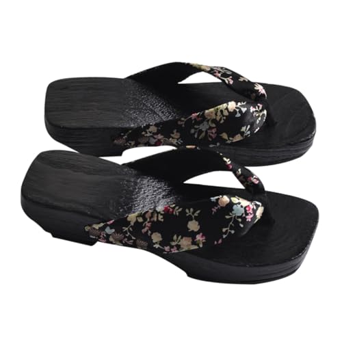 Beaupretty Japanische Holzclogs Damen Sommer Sandalen Rutschfest Leicht Traditionelle Geta Hausschuhe für Innen und Außen Freizeit Strand von Beaupretty