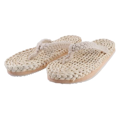 Beaupretty Japanische Retro Web Slipper Rutschfest Atmungsaktiv Leichte Outdoor Hausschuhe Traditionell Geflochten Komfortabel für Damen und Herren Freizeit und Sommerschuhe Weiß von Beaupretty
