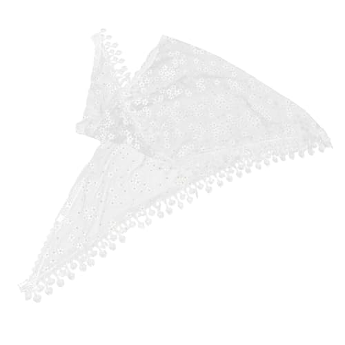 Beaupretty Katholischer Hohlschal Katholische Spitzenschal Fransen Kopftuch Atmungsaktive Lace Schals Festlicher Schal Kirchenschleier Französische Spitzen -Dreiecks -Kopftuch Polyester Weiß von Beaupretty