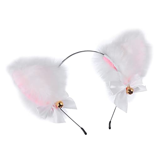 Beaupretty Katzenohren Haarreif mit Glocken und Schleife Flauschiges Cosplay Stirnband für Damen und Mädchen Charmantes Party Accessoire für Karneval Halloween und Kostümpartys von Beaupretty