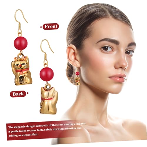 Beaupretty Katzenohrringe Goldfarben Handarbeit Verspielte Kitten Dangle Ohrringe Vielseitiger Schmuck für Katzenliebhaberinnen Tier Accessoires für Alltag und Besondere Anlässe von Beaupretty