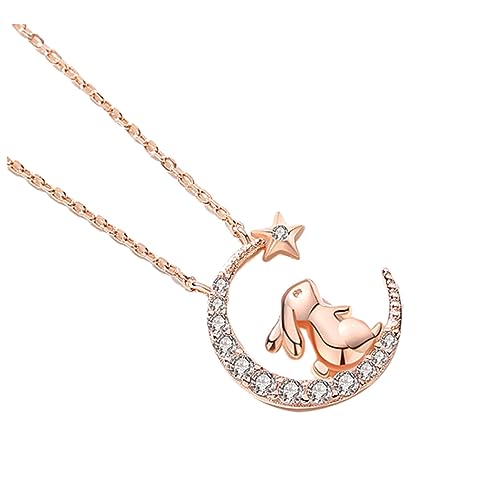 Beaupretty Kette mit Süßem Kaninchen Anhänger Funkelnde Sternen Details Halskette für Frauen Perfektes für Geburtstage Besondere Anlässe von Beaupretty