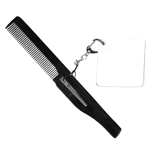 Beaupretty Faltbarer Kamm Mit Schlüsselanhänger Und Spiegel Für Männer Tragbarer Reise-kamm Für Bart Und Haarpflege Leicht Und Kompakt Perfektes Styling-tool Für Unterwegs von Beaupretty