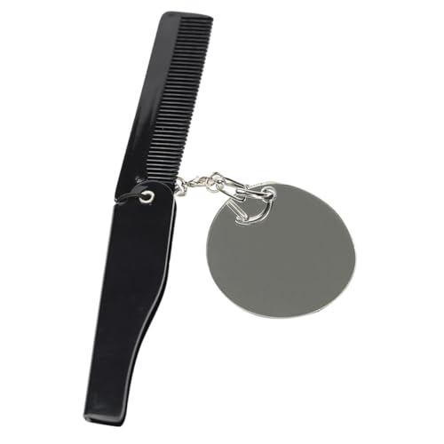 Beaupretty Kleiner Faltbarer Bartkamm Klappkamm mit Spiegel Reise Kamm für Männer Antistatischer Feinzahnkamm Schlüsselanhänger für Unterwegs von Beaupretty