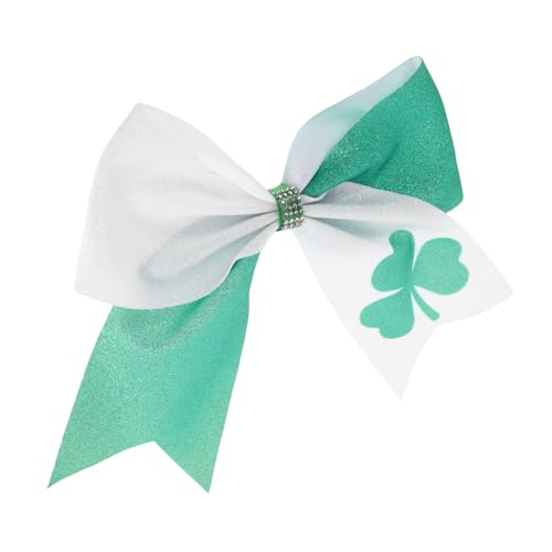 Beaupretty Klee Haarspange grüner Glitzer Haarspange mit Glitzerschleife Haarspangen mit Glitzerschleife glitzernde Krokodilklemmen Haarschmuck mit Kleeblatt glitzernde Haarspangen Polyester von Beaupretty