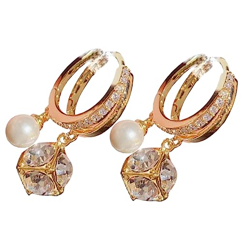 Beaupretty Kleine Creolen Ohrringe Damen mit Zirkonia und Perlen Statement Schmuck Langlebig und Elegant Geeignet für Hochzeit Party und Alltag von Beaupretty